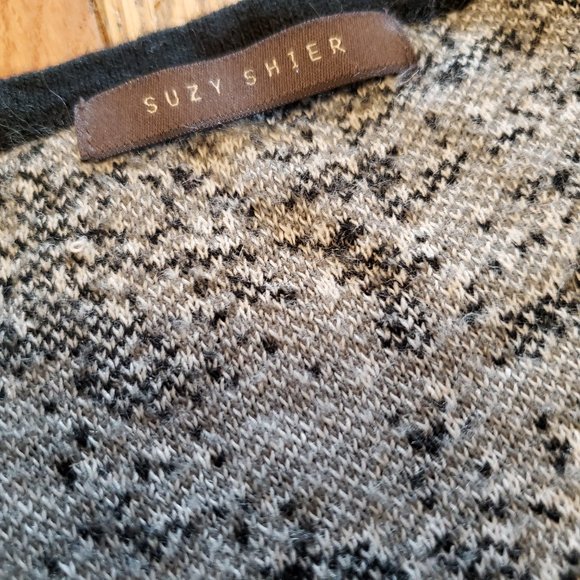 SUZY SHIER Thin Knit Shirt: grey black white - Picture 6 of 9